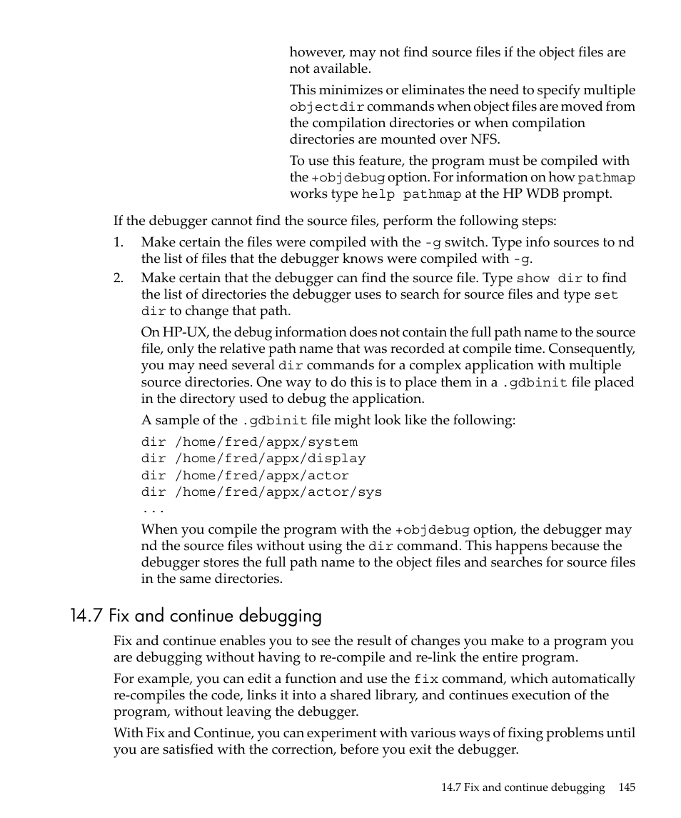 7 fix and continue debugging | HP gnu source-level debugger 5992-4701 User Manual | Page 145 / 369