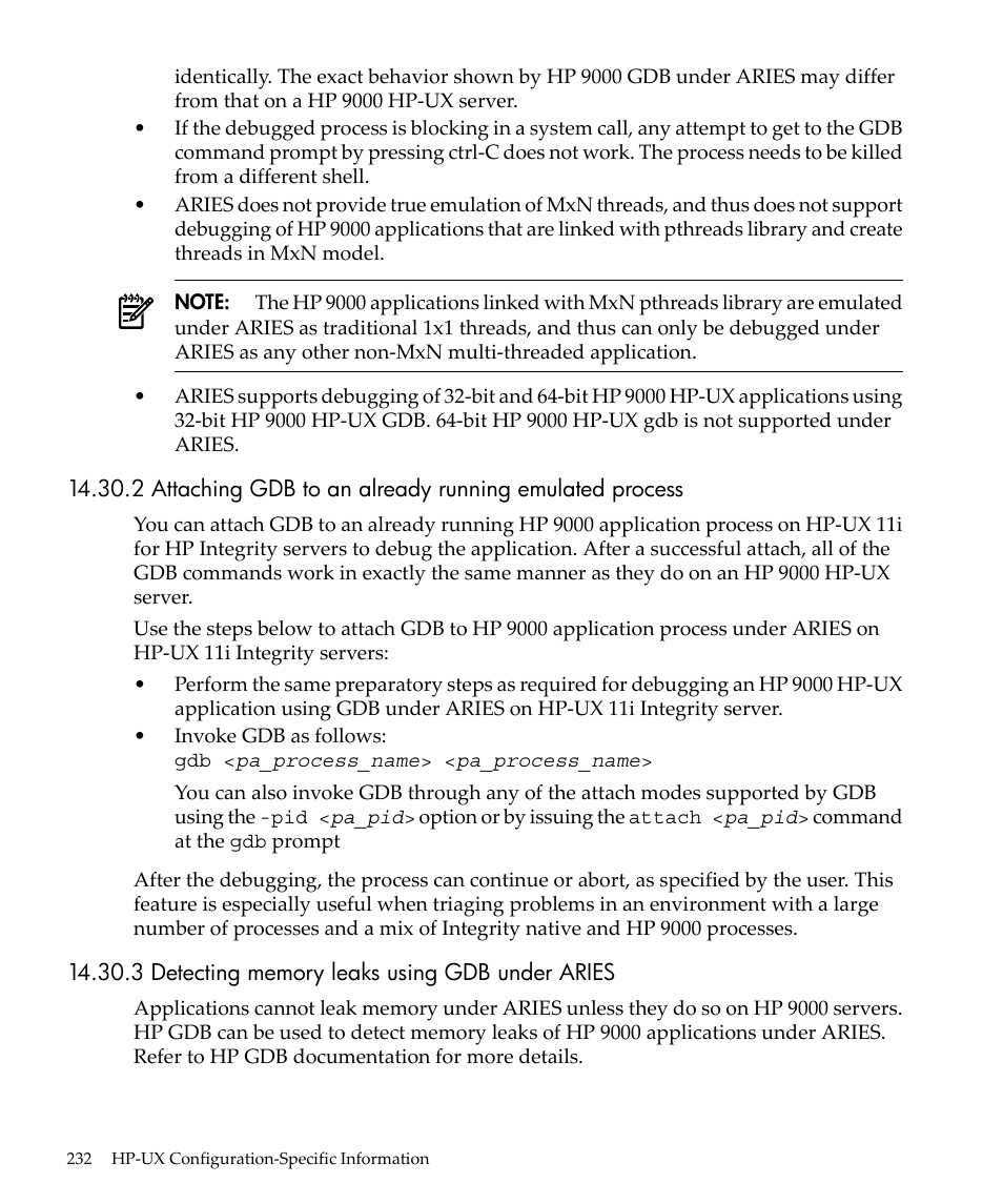 3 detecting memory leaks using gdb under aries | HP gnu source-level debugger 5992-4701 User Manual | Page 232 / 369