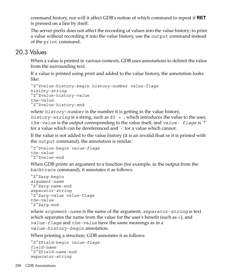 3 values | HP gnu source-level debugger 5992-4701 User Manual | Page 298 / 369