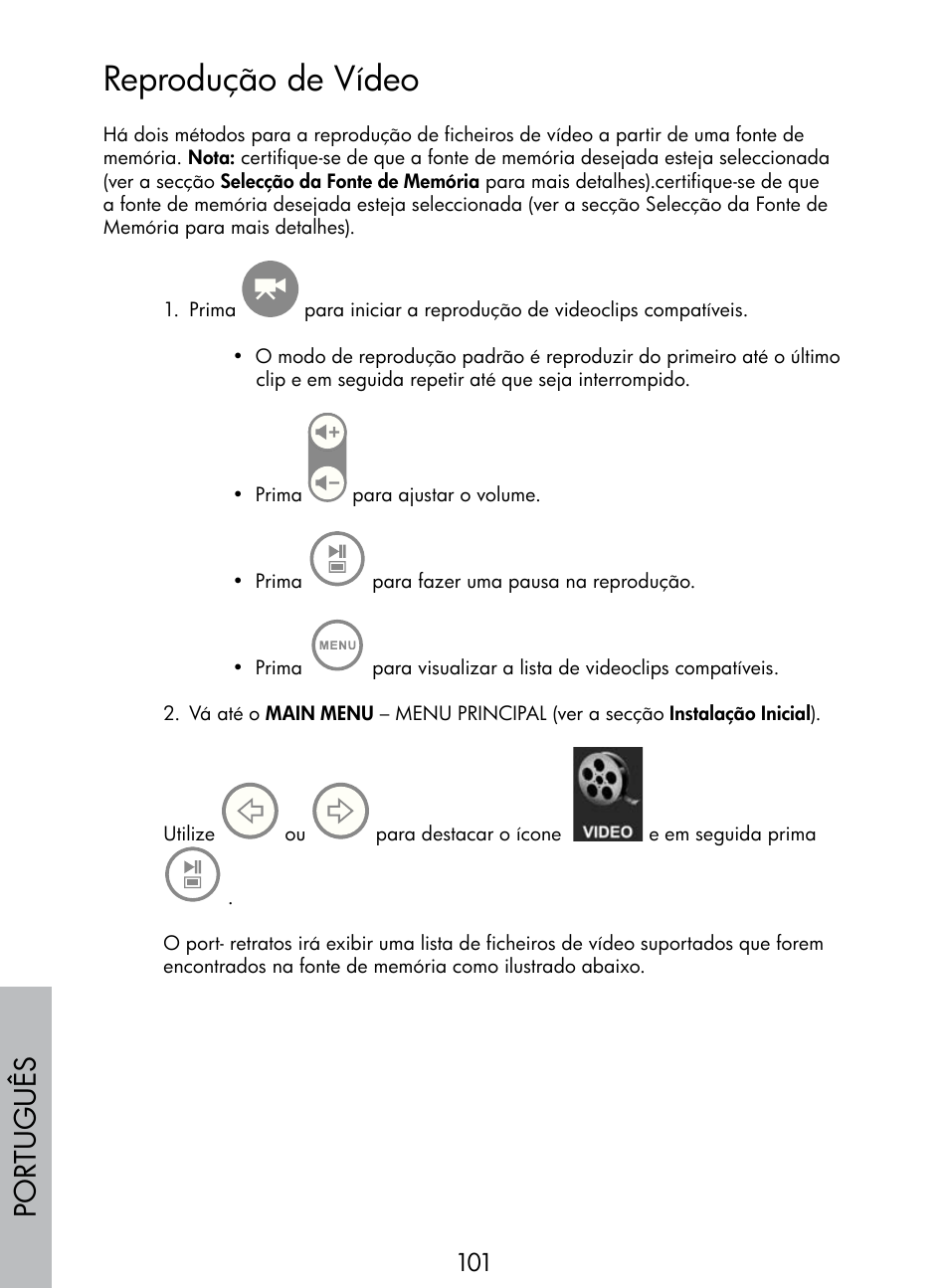 Reprodução de vídeo, Por tuguês | HP DF770 User Manual | Page 102 / 356