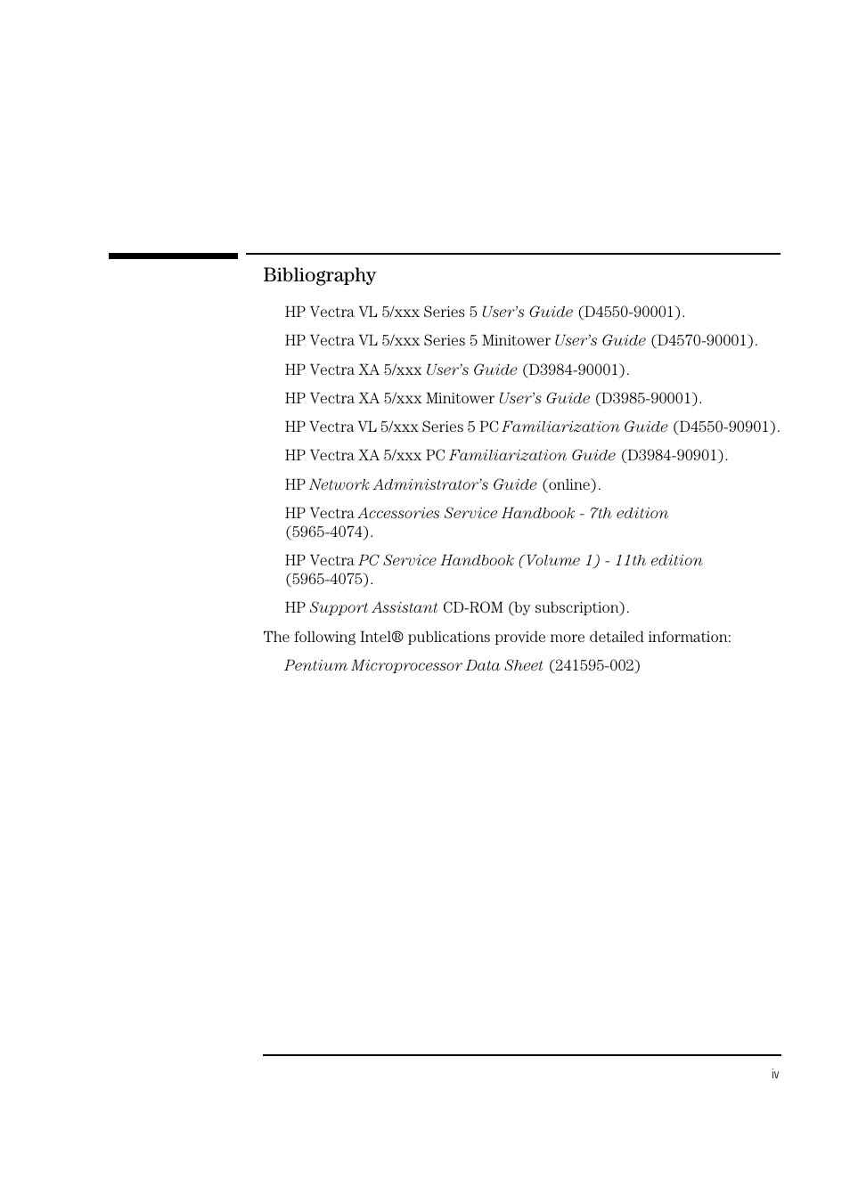 Bibliography | HP Vectra VL 5/xxx Series 5 User Manual | Page 4 / 90