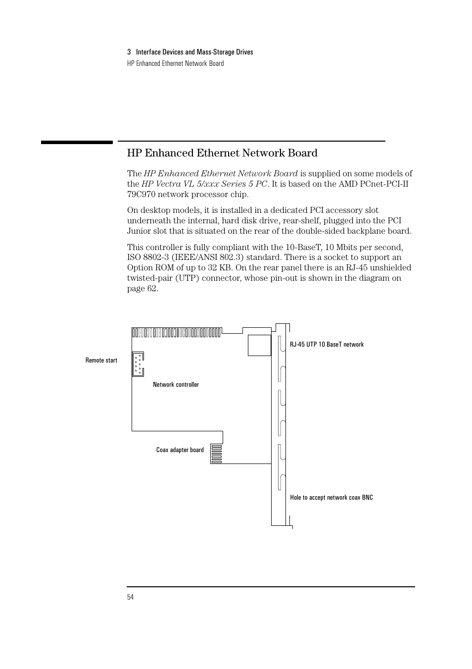 Hp enhanced ethernet network board | HP Vectra VL 5/xxx Series 5 User Manual | Page 54 / 90