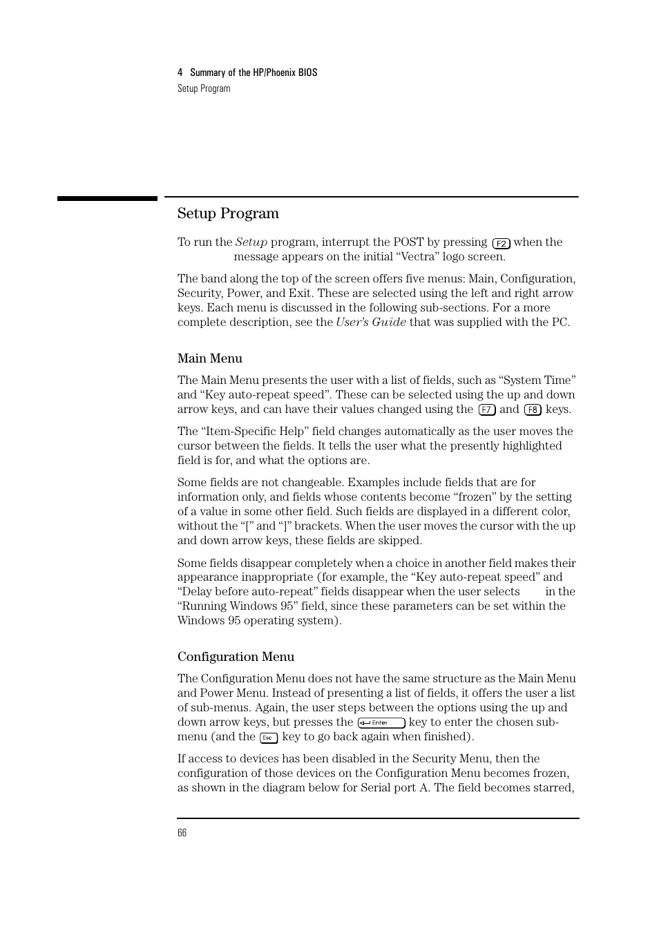 Setup program | HP Vectra VL 5/xxx Series 5 User Manual | Page 66 / 90