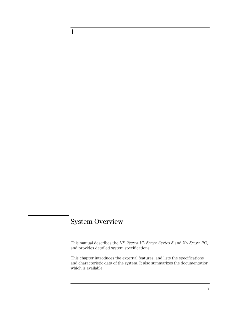 1system overview | HP Vectra VL 5/xxx Series 5 User Manual | Page 9 / 90