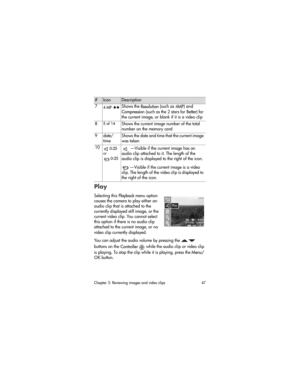 Play | HP PhotoSmart 850 User Manual | Page 47 / 112