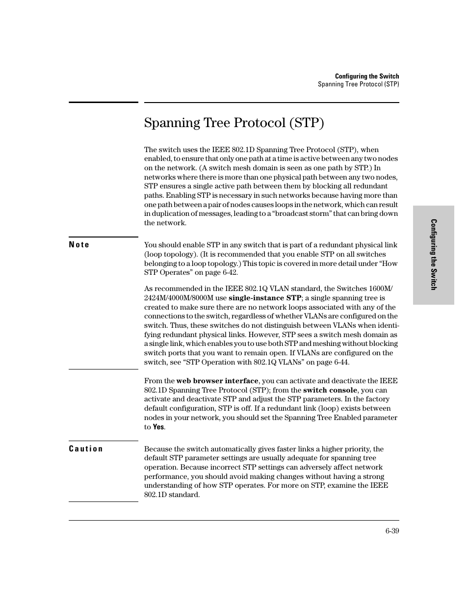 Spanning tree protocol (stp) | HP 8000M User Manual | Page 115 / 304
