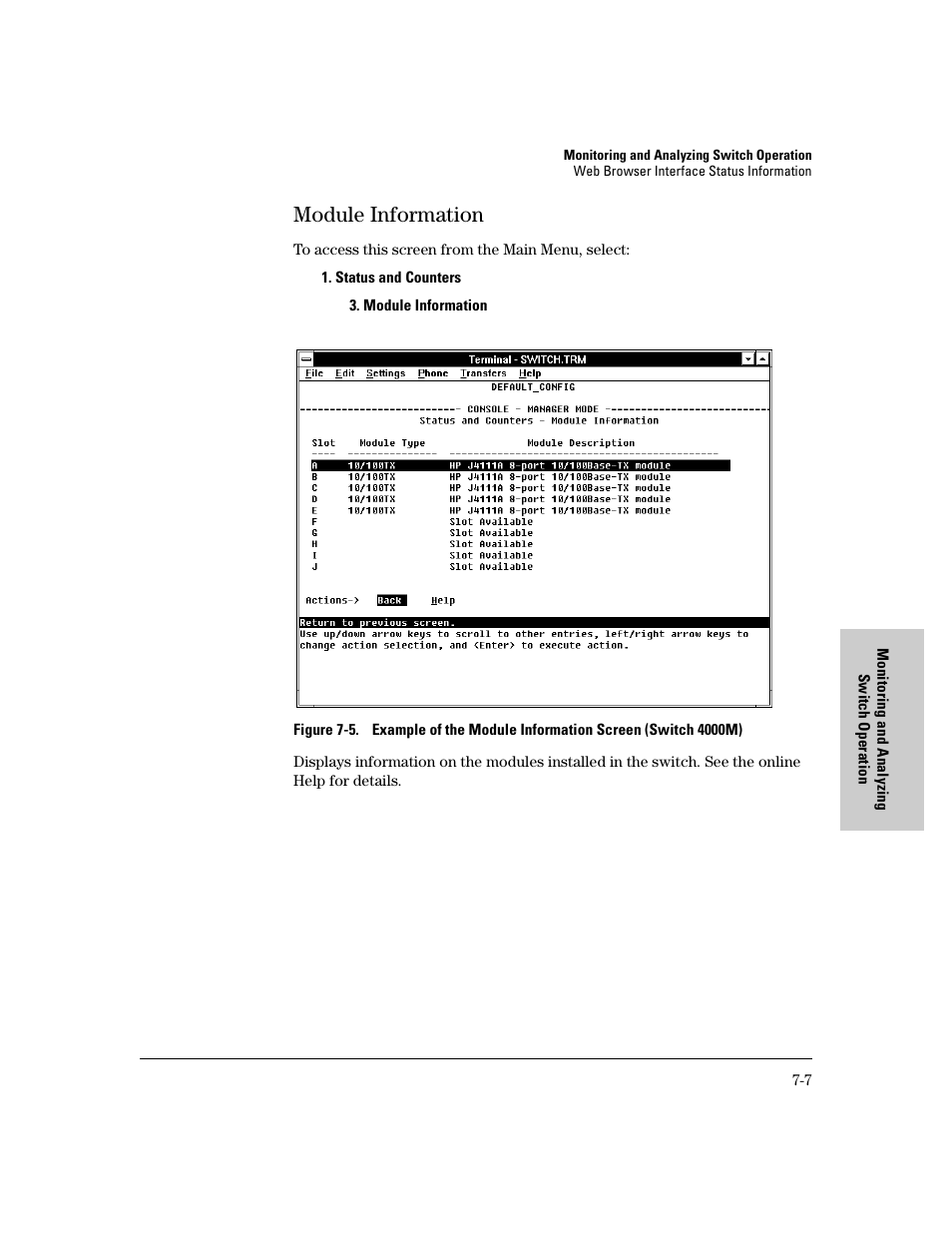 Module information, Module information -7 | HP 8000M User Manual | Page 235 / 304