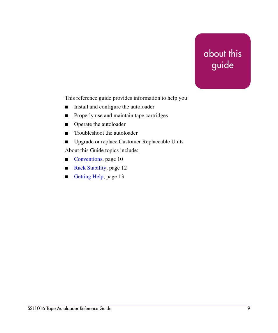 HP STORAGEWORKS SSL1016 User Manual | Page 9 / 160