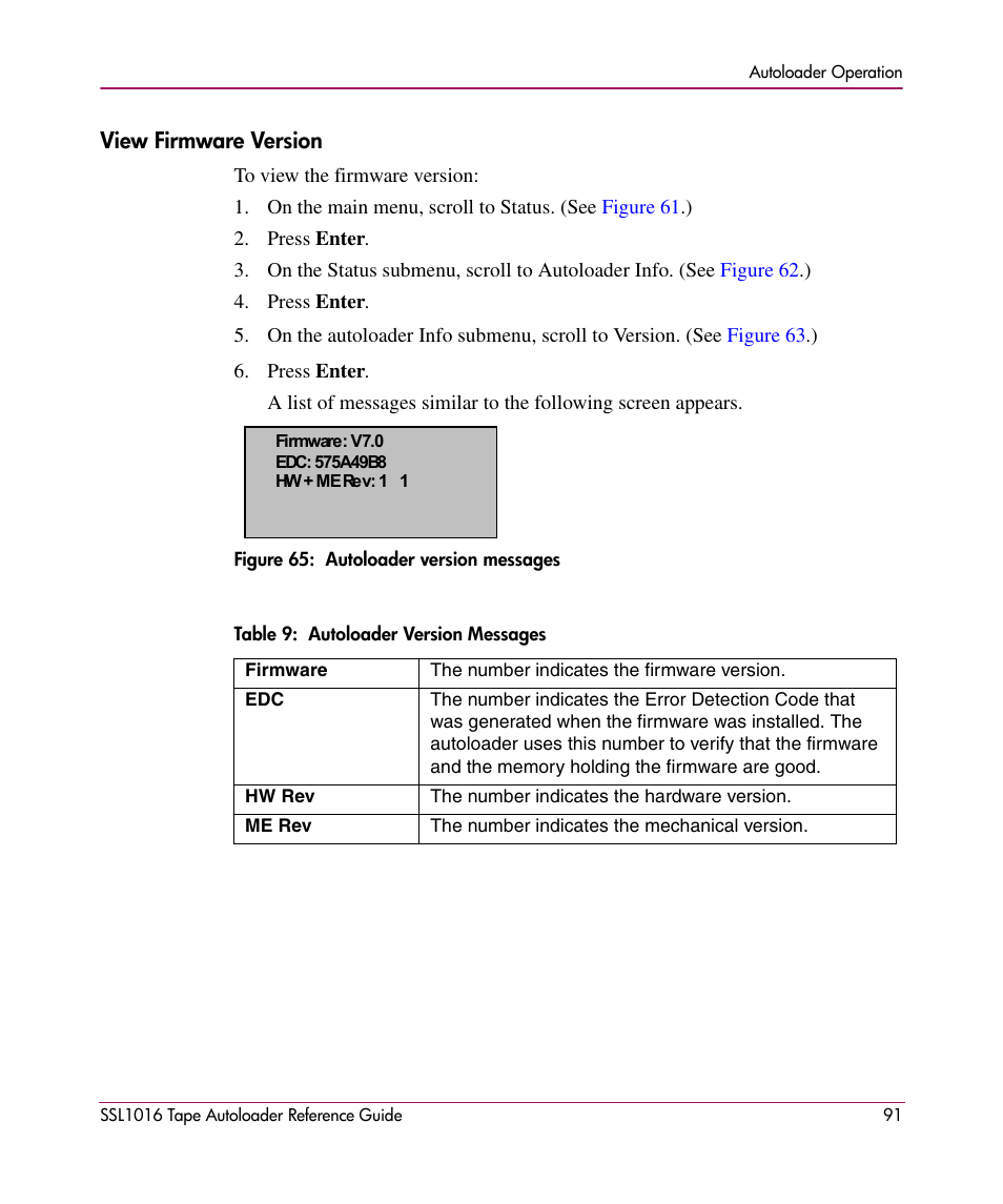View firmware version | HP STORAGEWORKS SSL1016 User Manual | Page 91 / 160