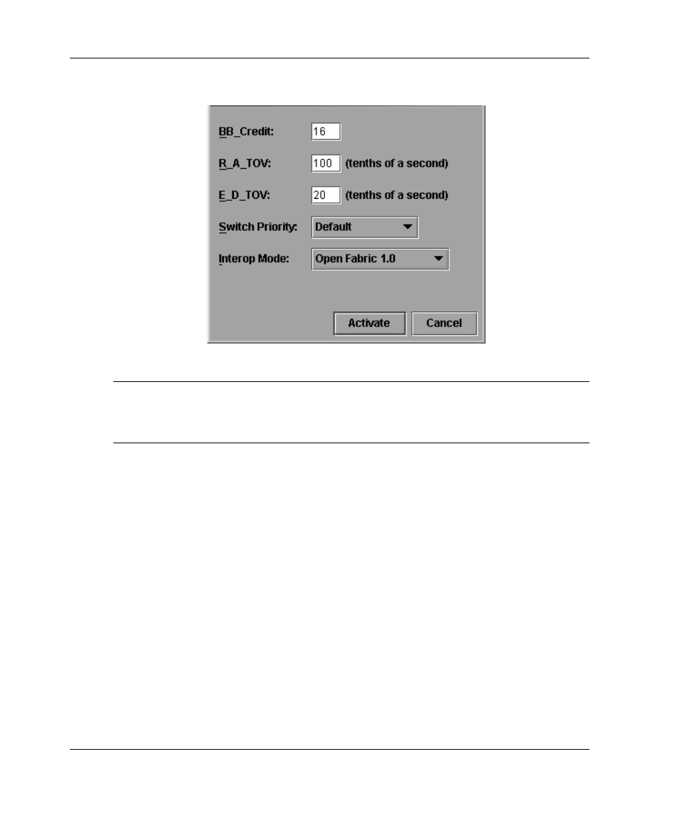 Fabric parameters, Fabric parameters –30, Configure fabric parameters dialog box –30 | HP 958-000290-000 User Manual | Page 56 / 144