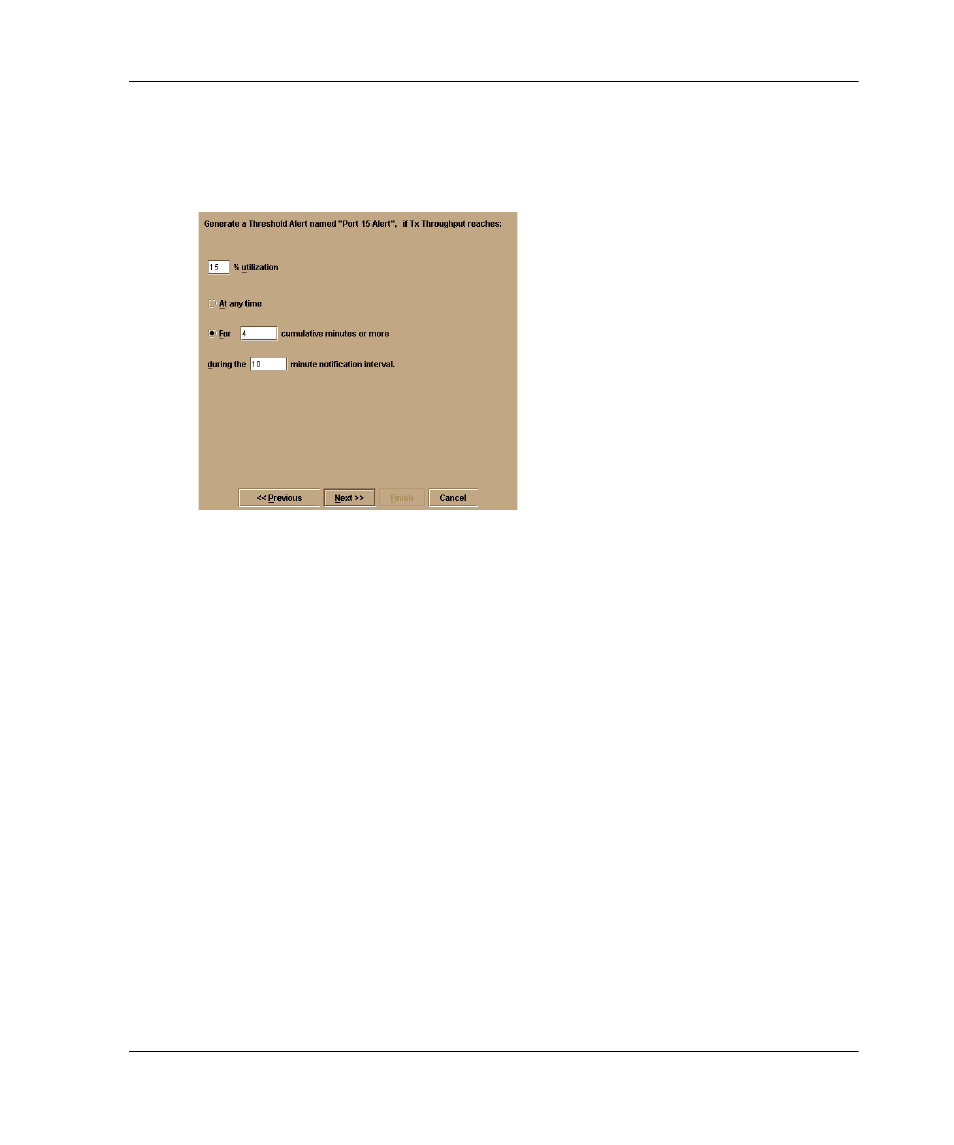 New threshold alerts dialog box—second screen –45 | HP 958-000290-000 User Manual | Page 71 / 144