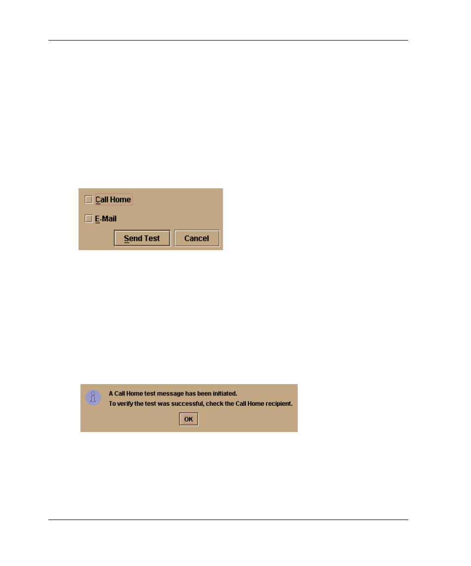 Task 13: test remote notification (optional), Figure 2-35: test remote notification dialog box, Figure 2-36: information dialog box | Task 13: test remote notification (optional) –50, Test remote notification dialog box –50, Information dialog box –50 | HP 958-000290-000 User Manual | Page 76 / 144