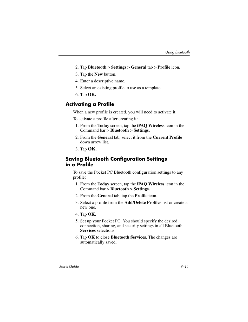 Activating a profile | HP iPAQ hx4700 User Manual | Page 125 / 169
