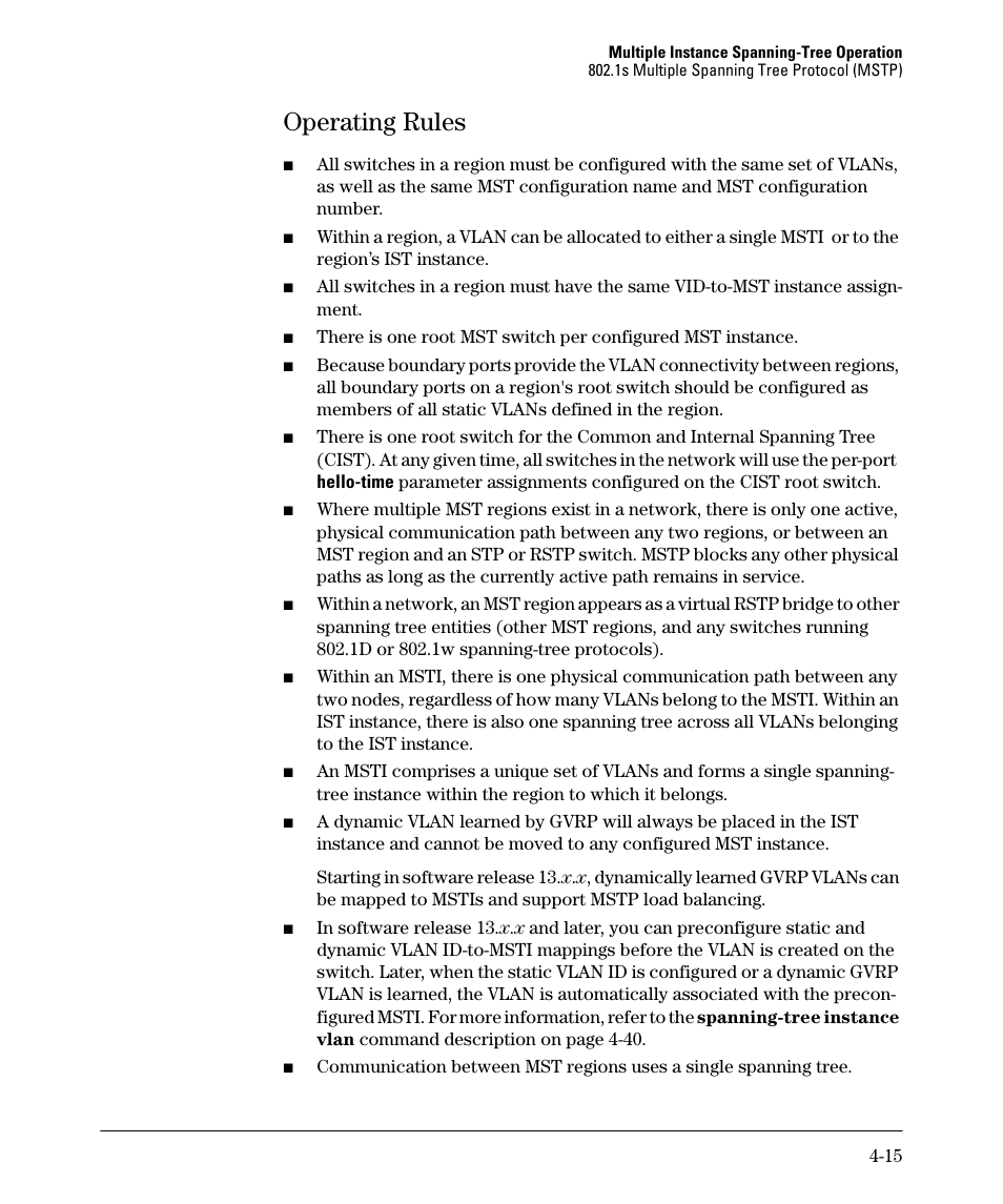 Operating rules, Operating rules -15 | HP 5400ZL User Manual | Page 137 / 450