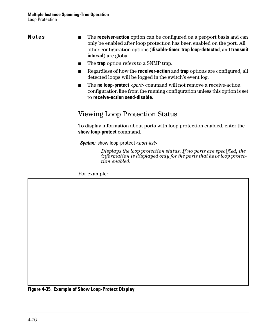 Viewing loop protection status, Viewing loop protection status -76 | HP 5400ZL User Manual | Page 198 / 450