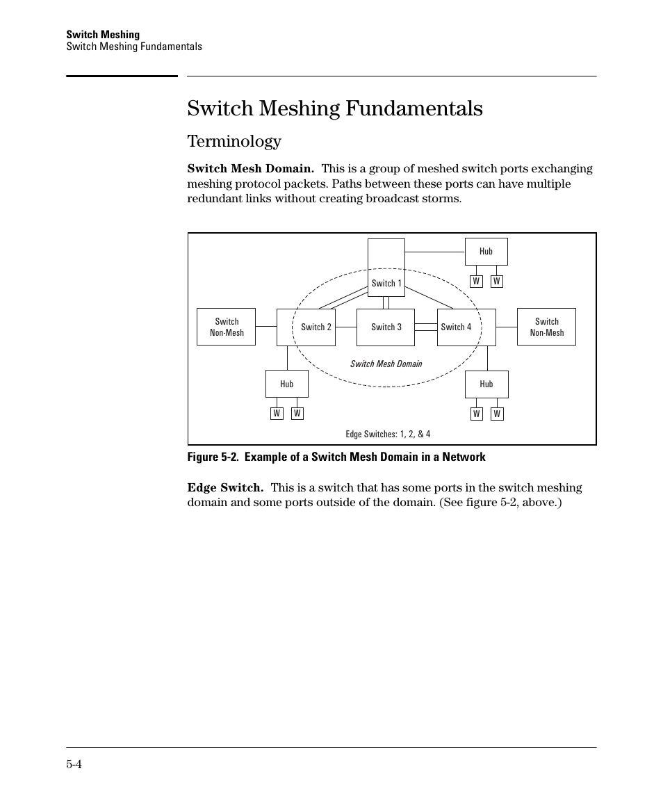 Switch meshing fundamentals, Terminology, Terminology -4 | HP 5400ZL User Manual | Page 202 / 450