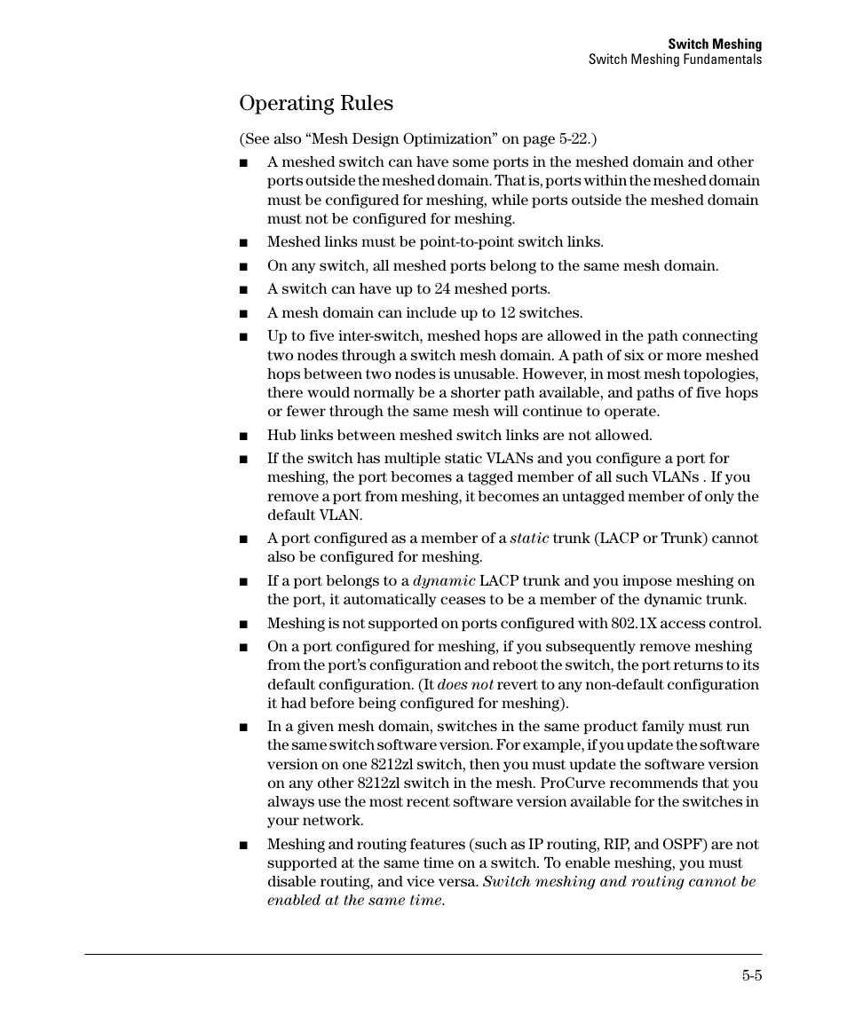 Operating rules, Operating rules -5 | HP 5400ZL User Manual | Page 203 / 450