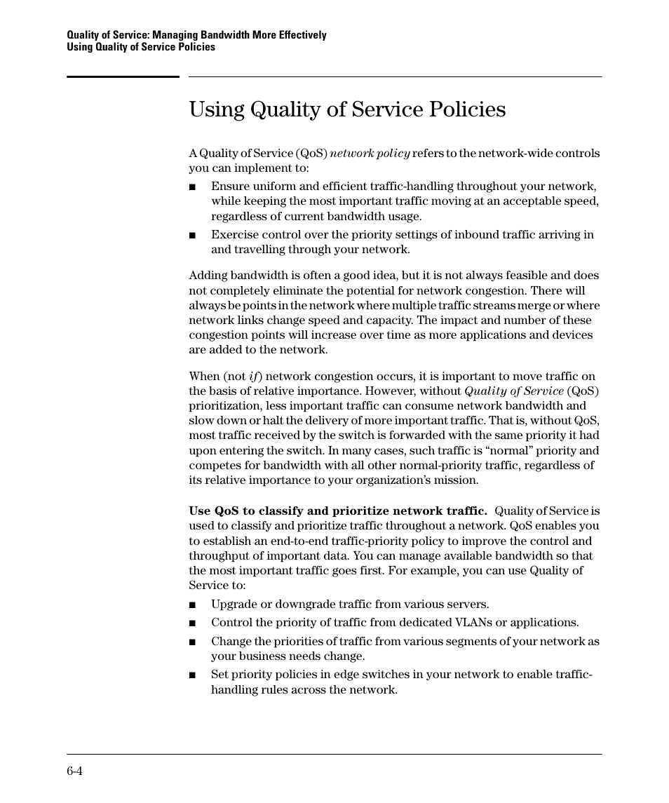 Using quality of service policies | HP 5400ZL User Manual | Page 226 / 450