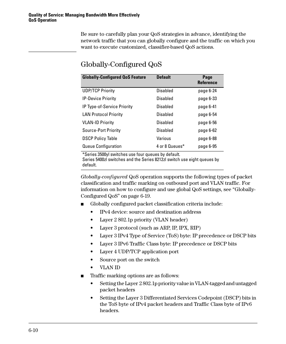Globally-configured qos, Globally-configured qos -10 | HP 5400ZL User Manual | Page 232 / 450