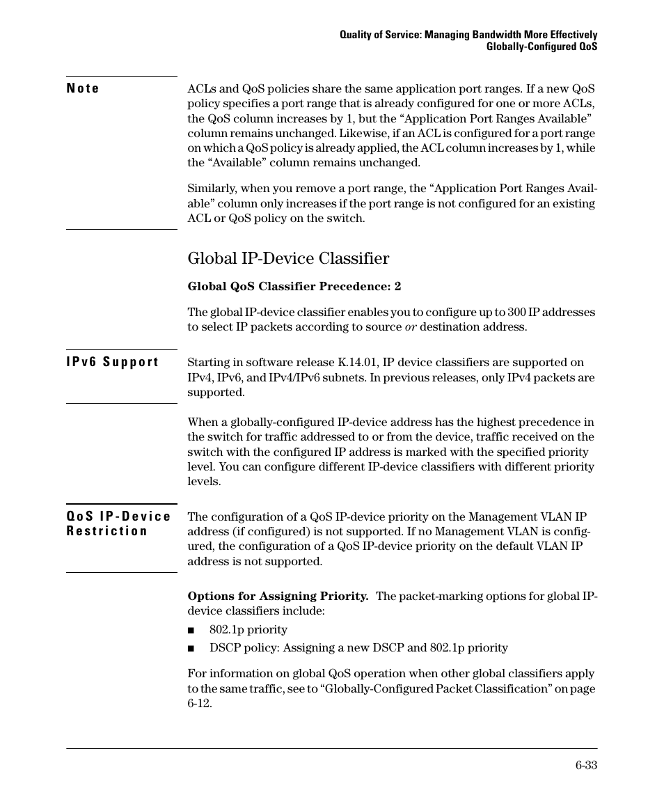 Global ip-device classifier, Global ip-device classifier -33 | HP 5400ZL User Manual | Page 255 / 450