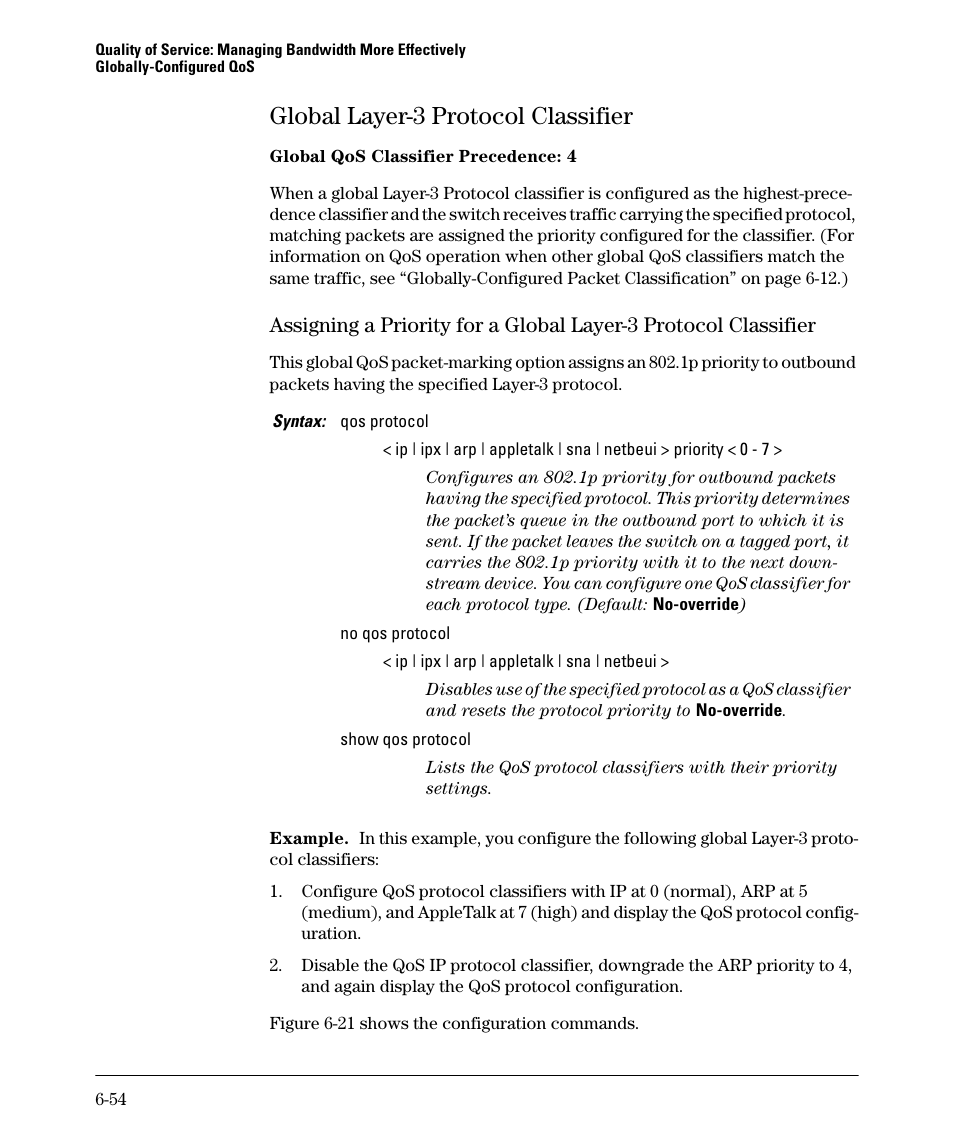 Global layer-3 protocol classifier, Global layer-3 protocol classifier -54 | HP 5400ZL User Manual | Page 276 / 450