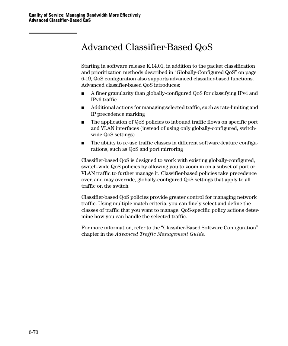 Advanced classifier-based qos | HP 5400ZL User Manual | Page 292 / 450