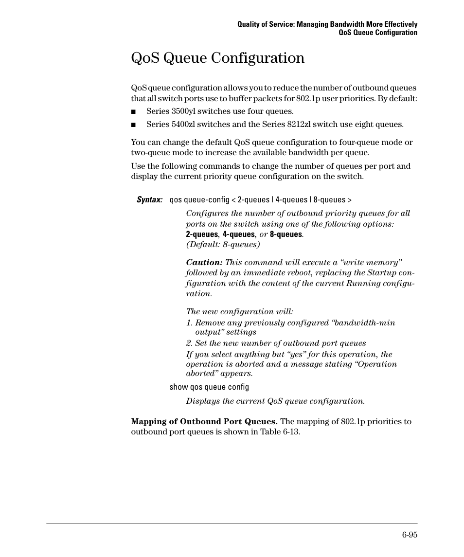 Qos queue configuration | HP 5400ZL User Manual | Page 317 / 450