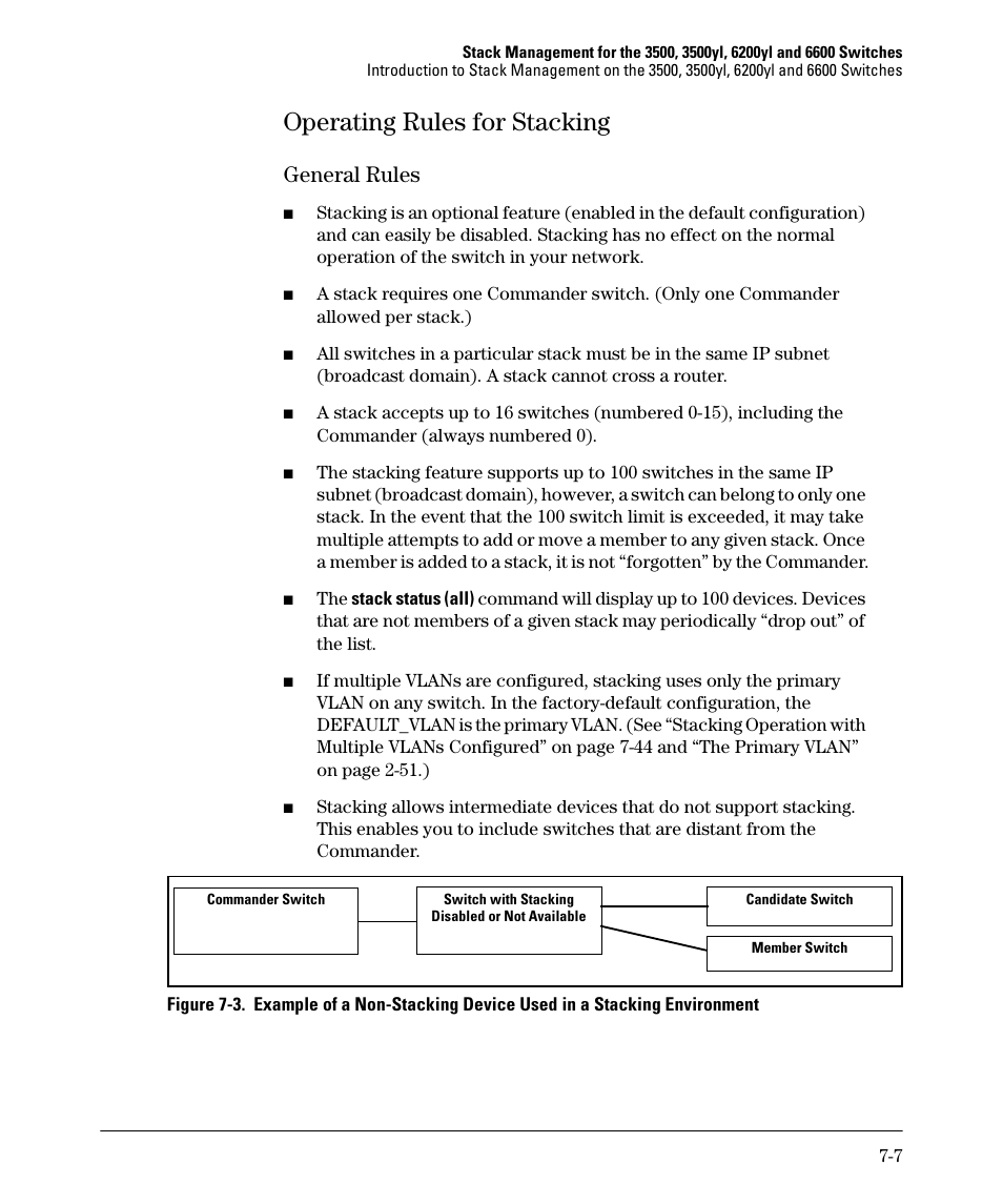 Operating rules for stacking, General rules, Operating rules for stacking -7 | General rules -7 | HP 5400ZL User Manual | Page 327 / 450
