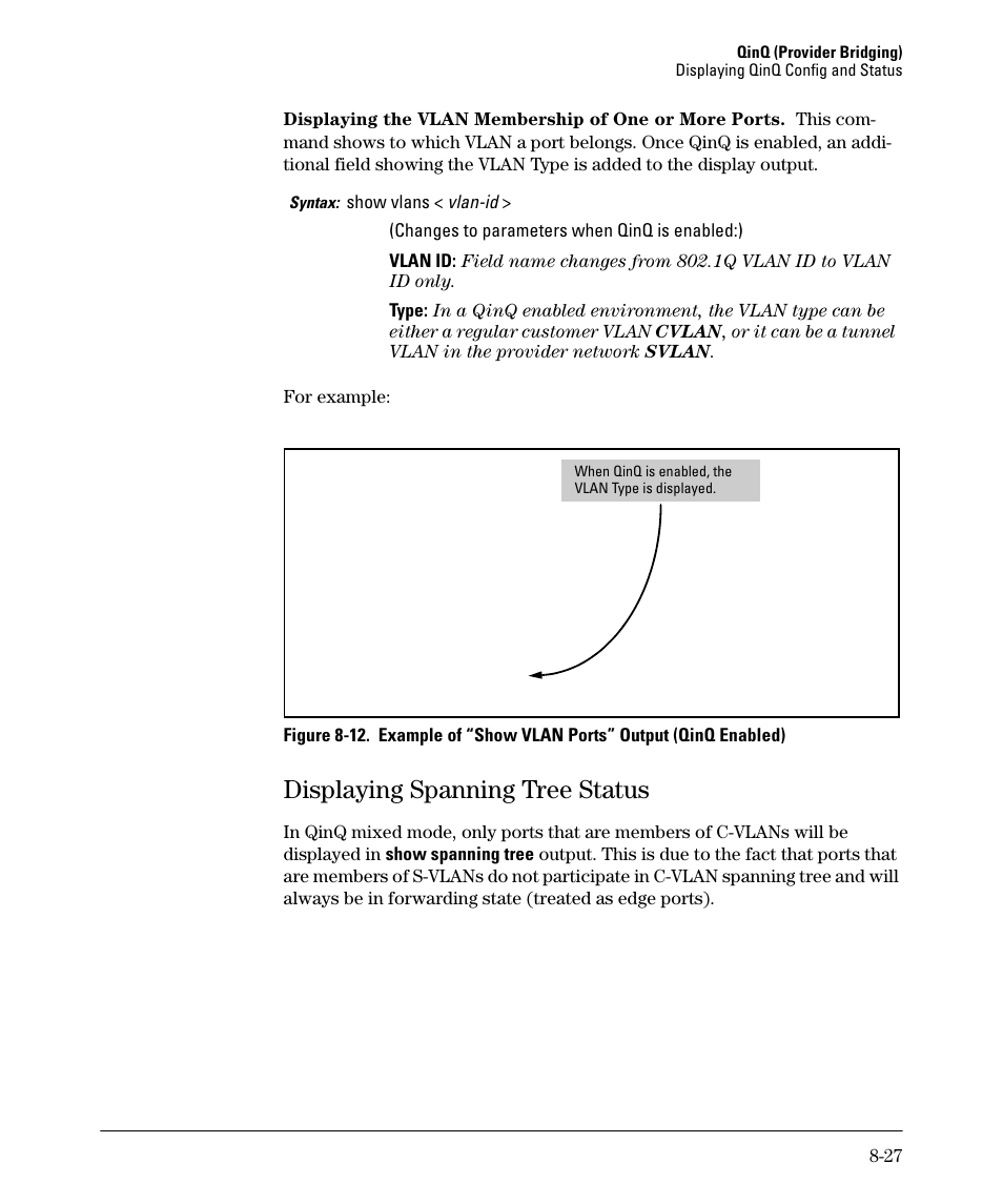 Displaying spanning tree status, Displaying spanning tree status -27 | HP 5400ZL User Manual | Page 393 / 450