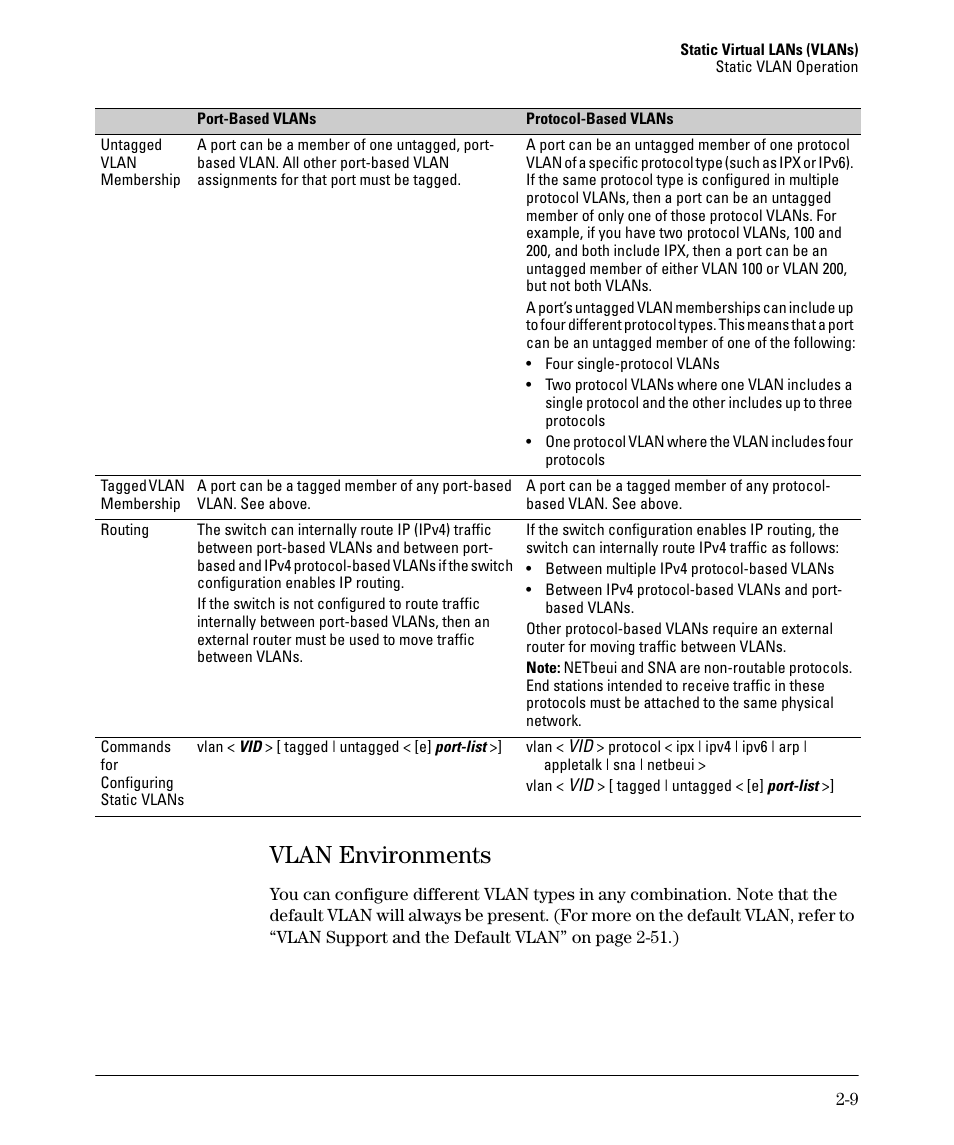 Vlan environments, Vlan environments -9 | HP 5400ZL User Manual | Page 41 / 450