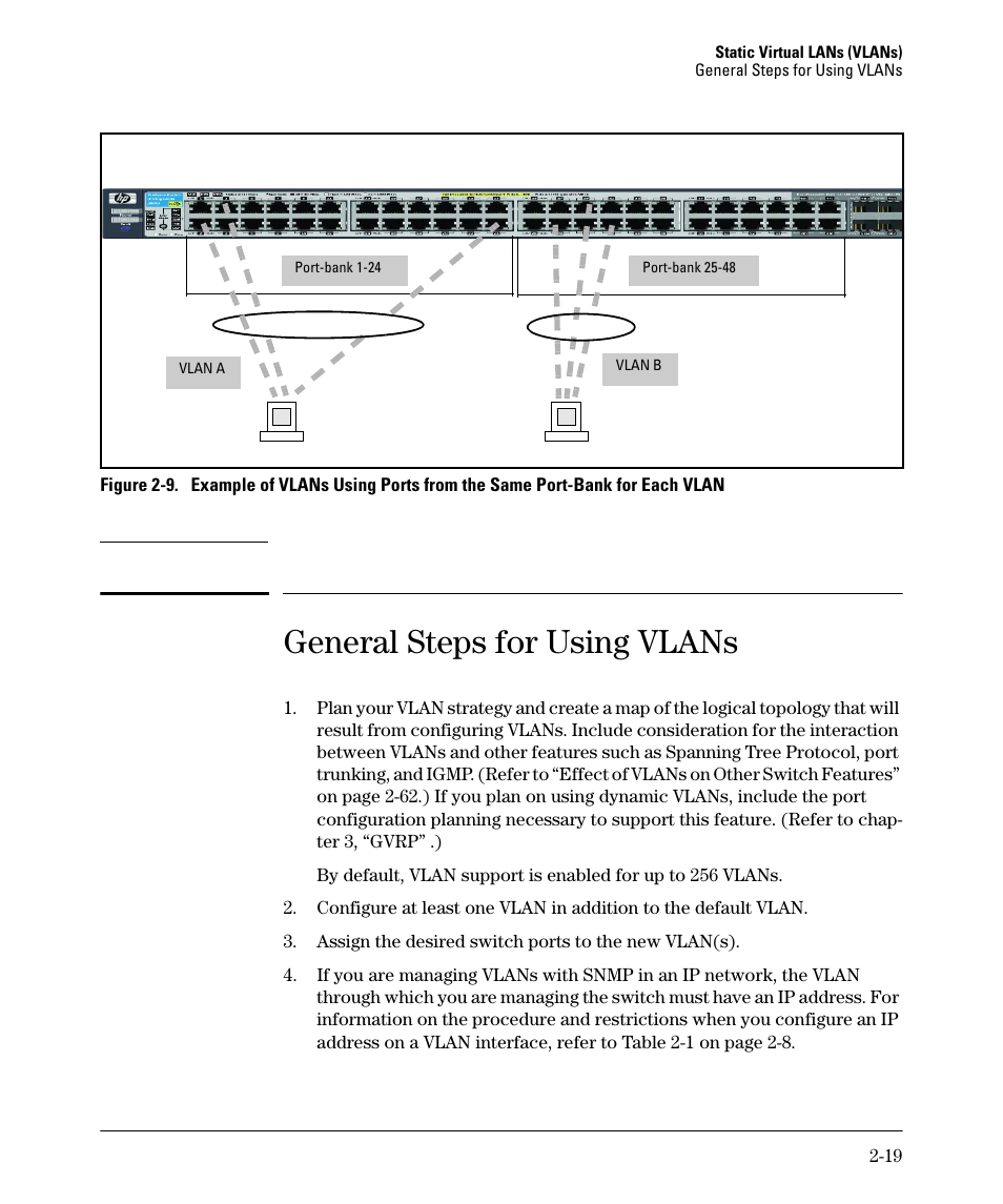 General steps for using vlans | HP 5400ZL User Manual | Page 51 / 450