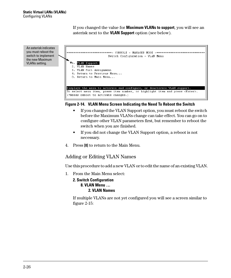 Adding or editing vlan names, Adding or editing vlan names -26 | HP 5400ZL User Manual | Page 58 / 450