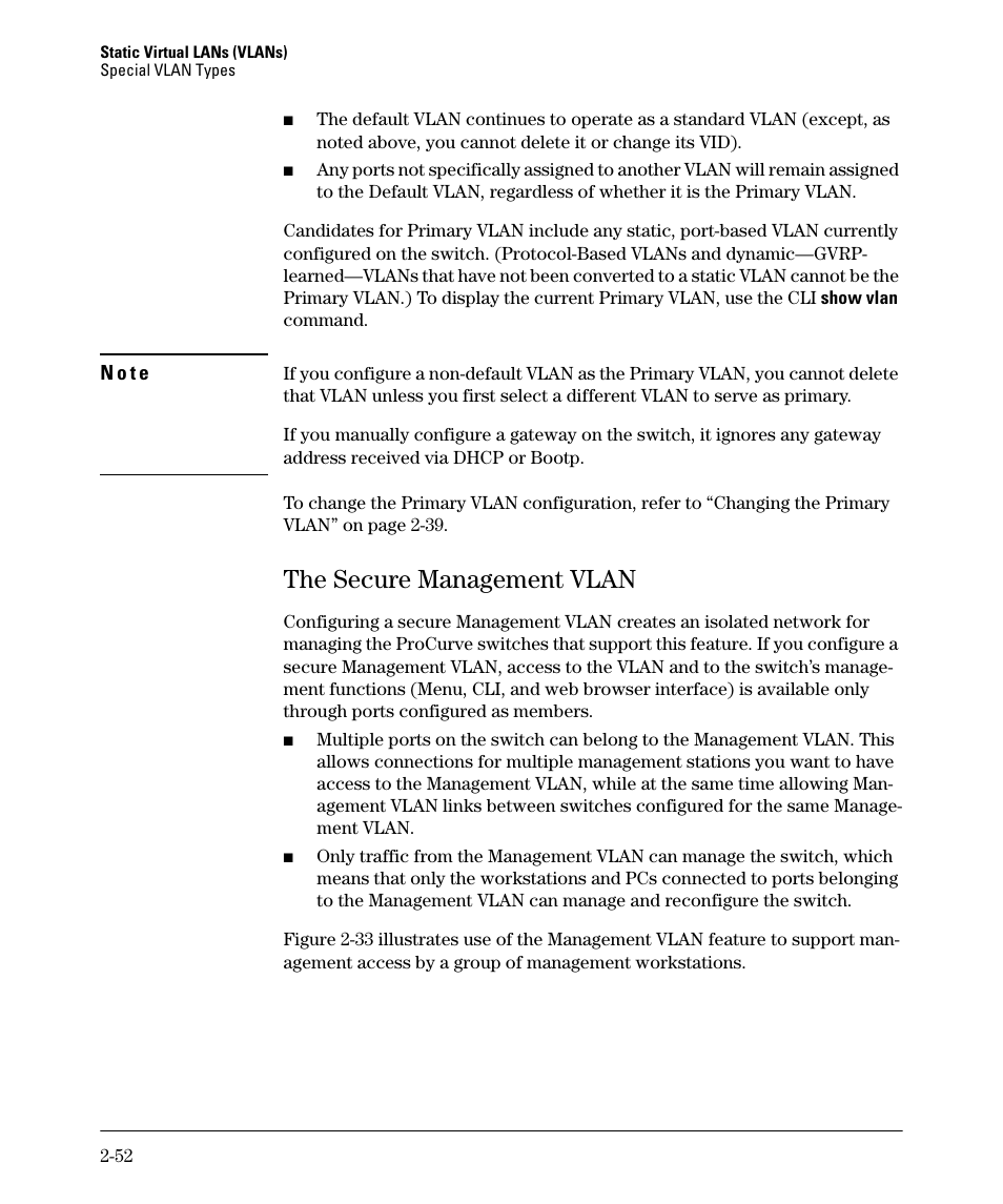 The secure management vlan, The secure management vlan -52 | HP 5400ZL User Manual | Page 84 / 450