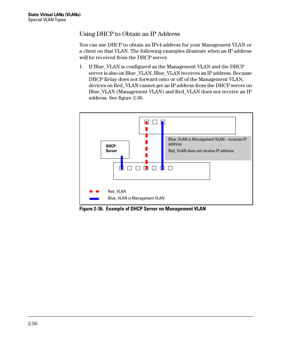Using dhcp to obtain an ip address, Using dhcp to obtain an ip address -56 | HP 5400ZL User Manual | Page 88 / 450