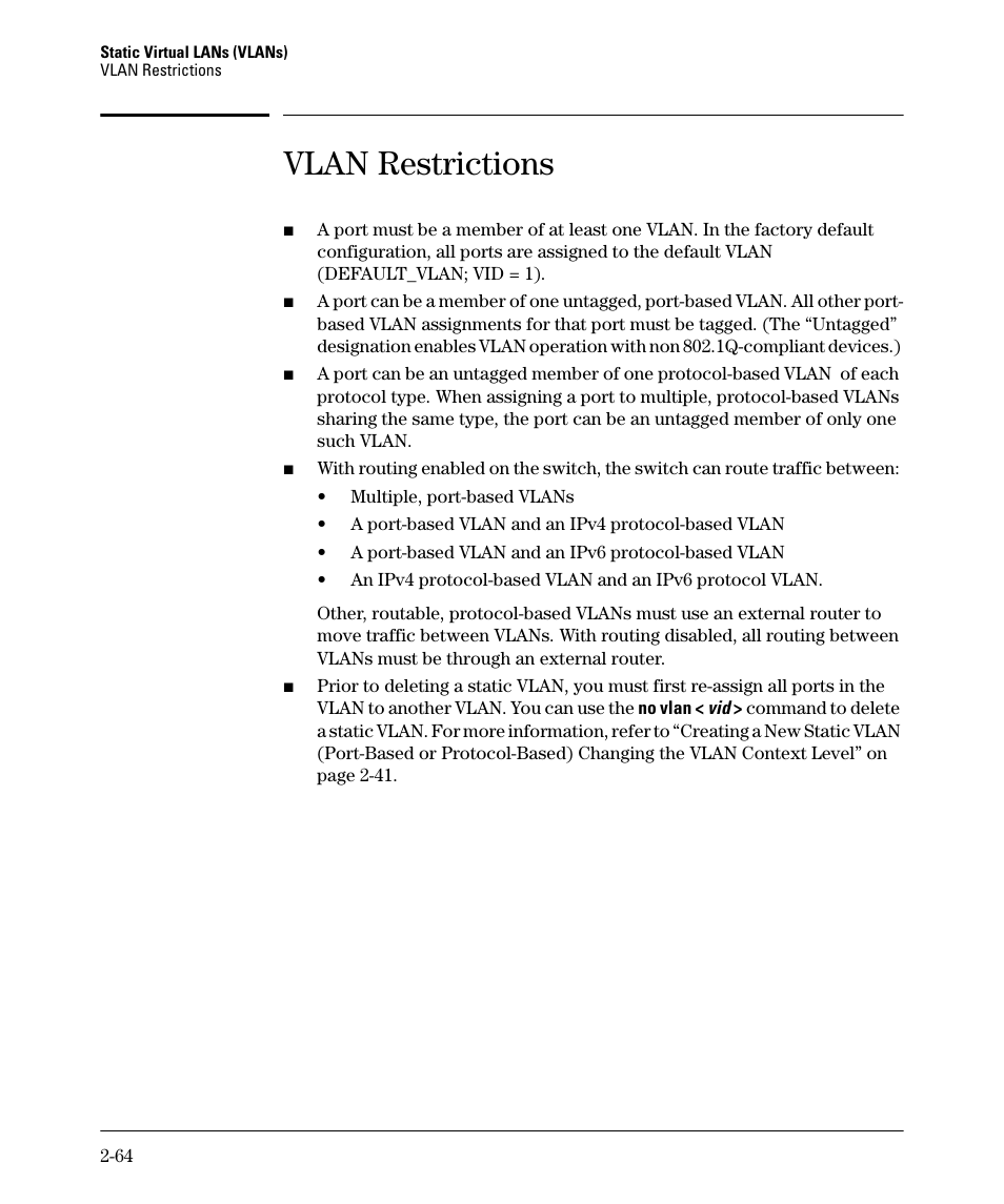 Vlan restrictions | HP 5400ZL User Manual | Page 96 / 450