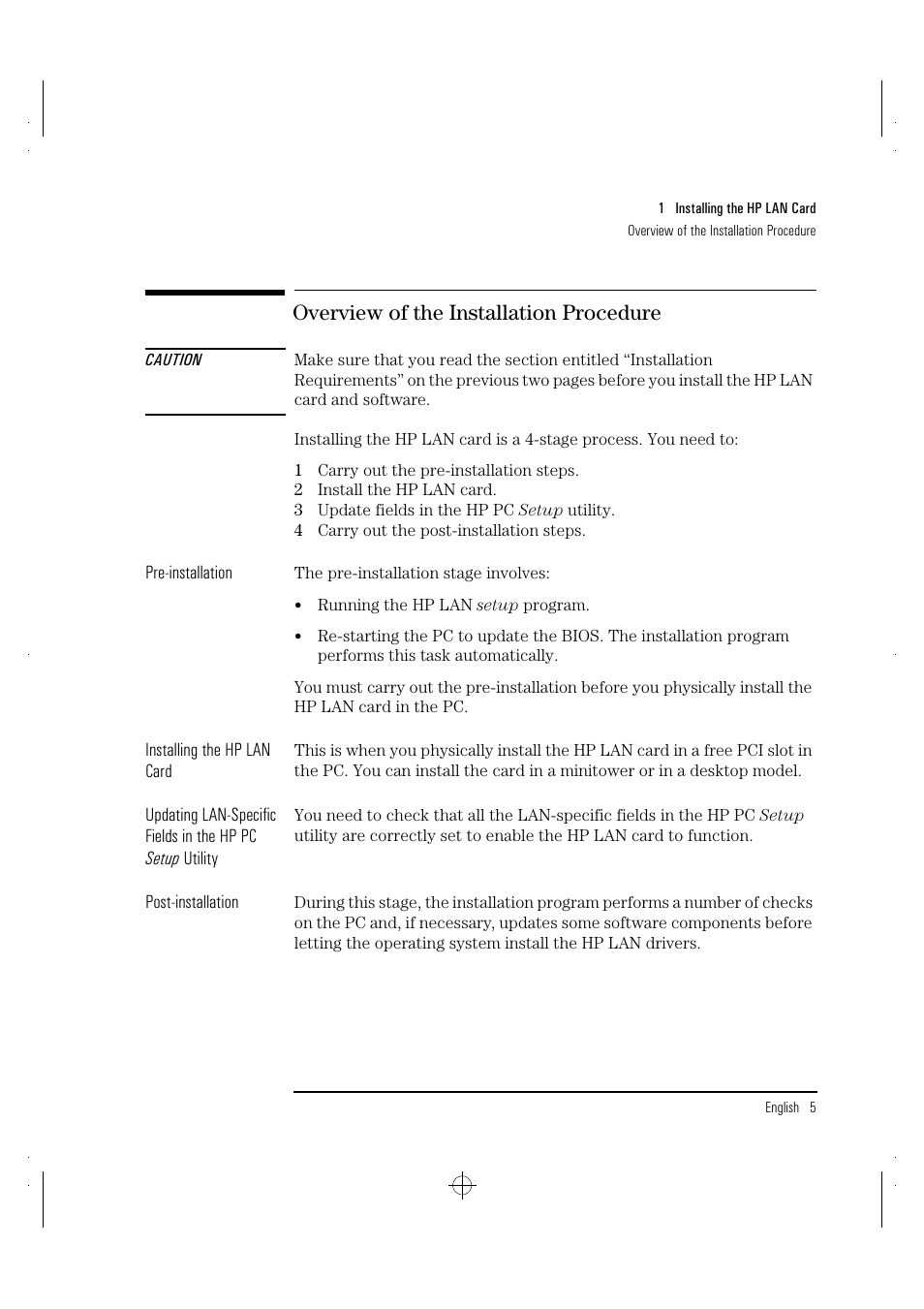 Overview of the installation procedure | HP 100TX NightDIRECTOR/100 User Manual | Page 13 / 121