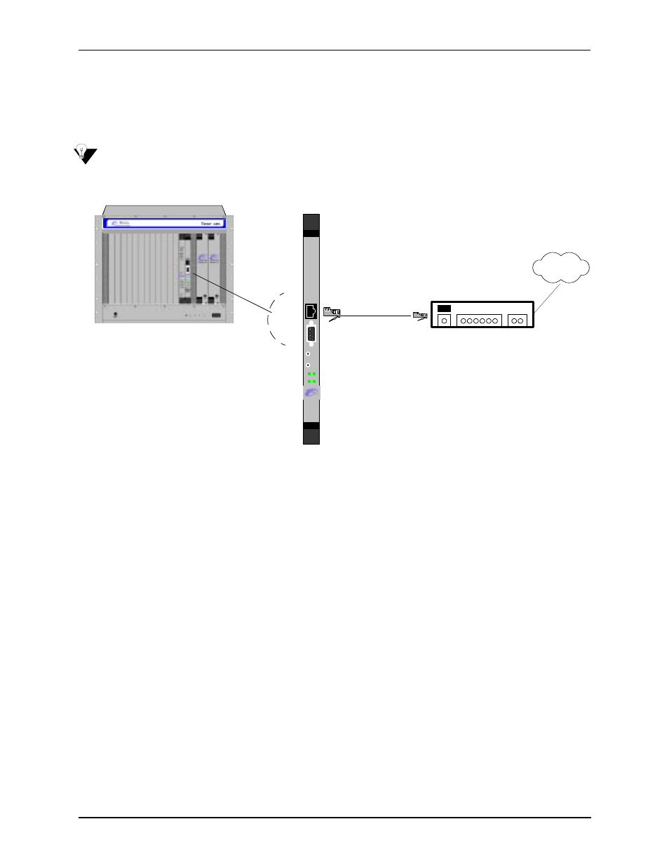 Figure 3-4 connect to ethernet hub/switch, Data network ethernet hub/switch, Chassis front | HP 480-0005-00-15 User Manual | Page 70 / 185