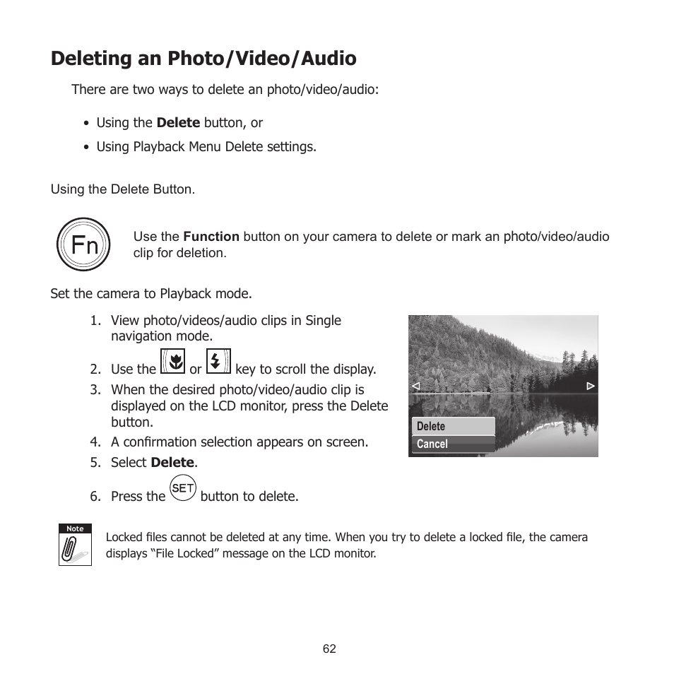 Deleting an photo/video/audio | HP PW550 User Manual | Page 73 / 93