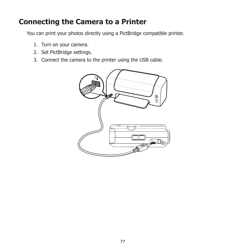 Connecting the camera to a printer | HP PW550 User Manual | Page 88 / 93