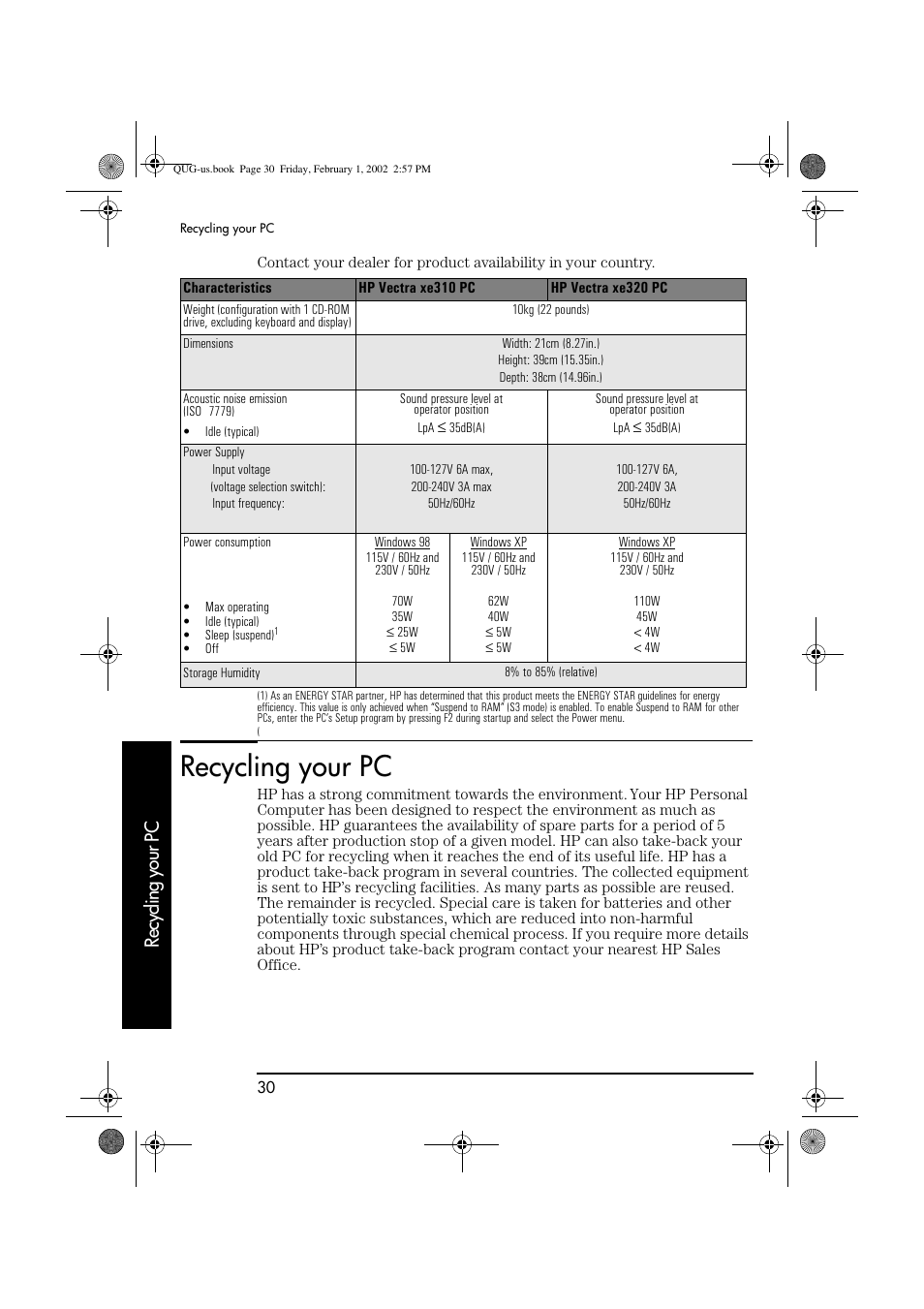 Recycling your pc | HP vl420 User Manual | Page 30 / 32