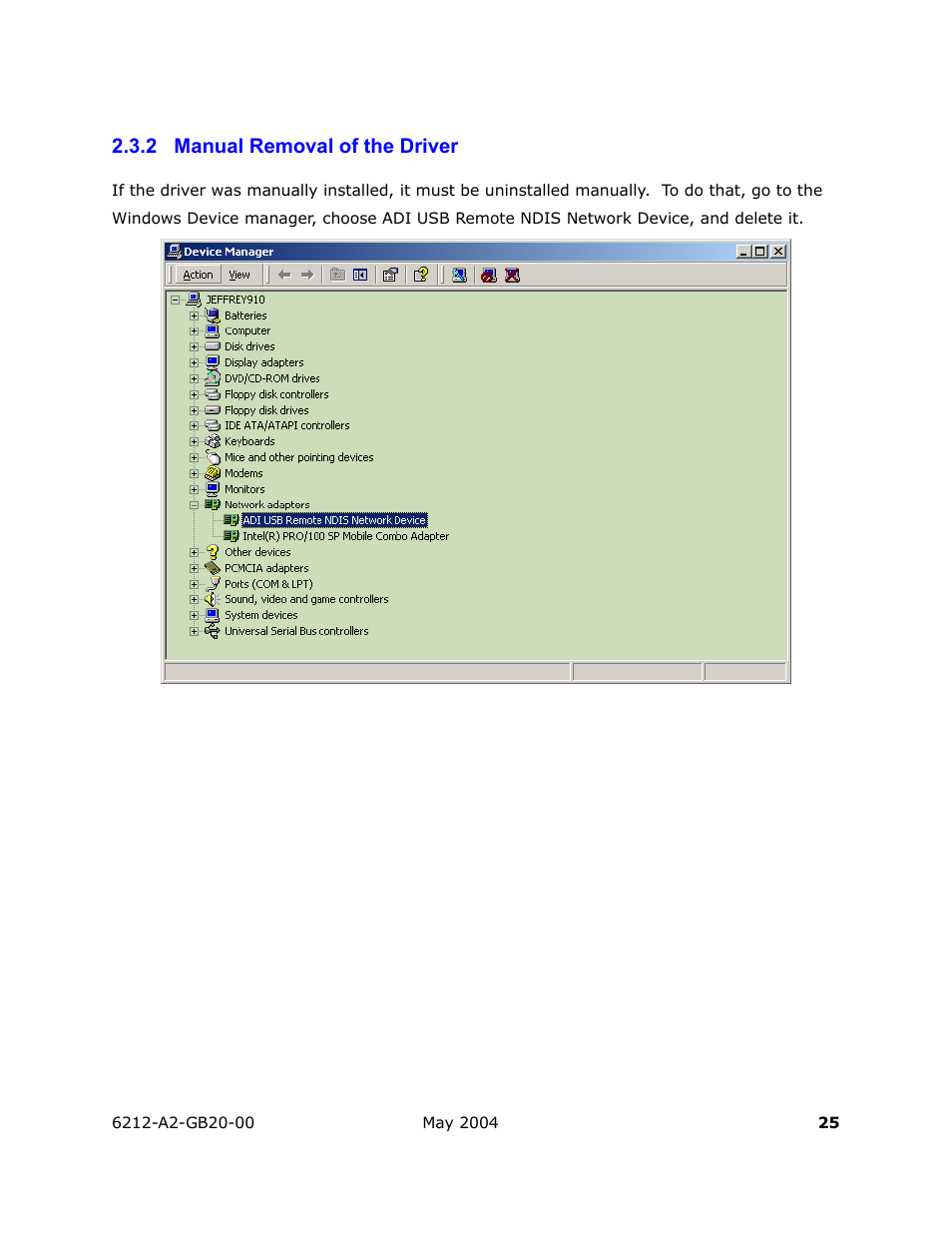 Manual removal of the driver, 2 manual removal of the driver | HP 6212 User Manual | Page 25 / 101
