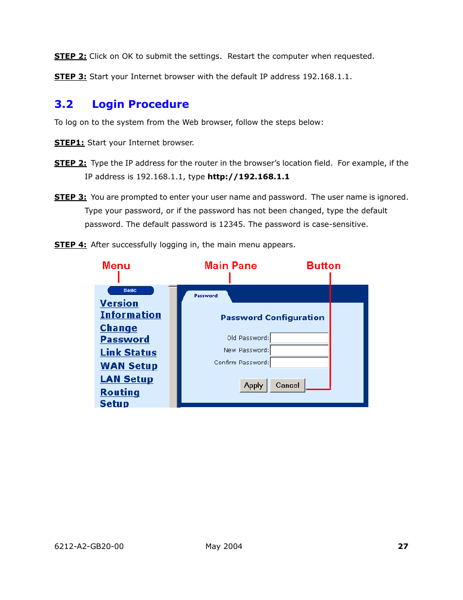 Login procedure, 2 login procedure | HP 6212 User Manual | Page 27 / 101