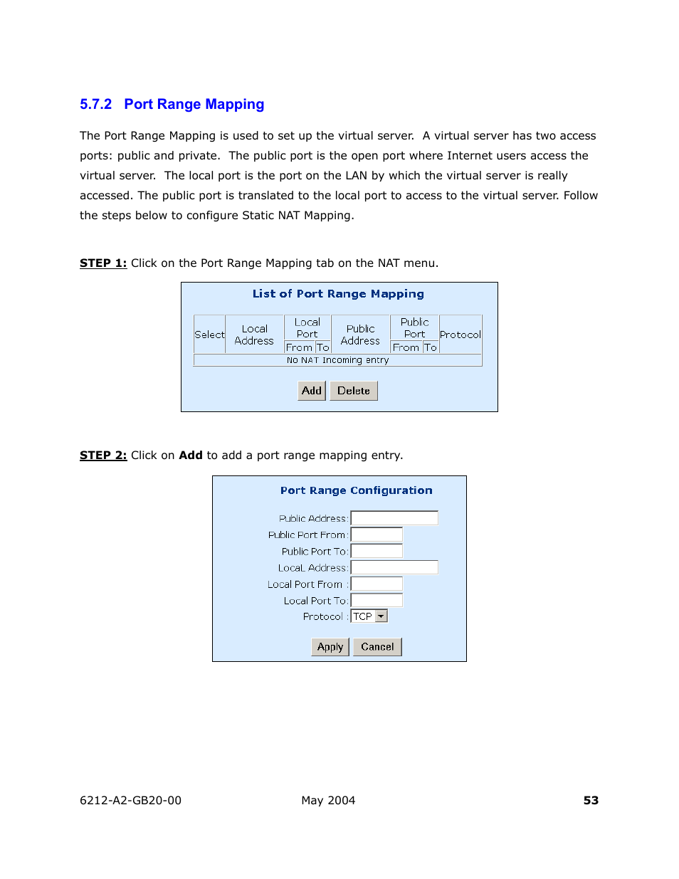 Port range mapping, 2 port range mapping | HP 6212 User Manual | Page 53 / 101