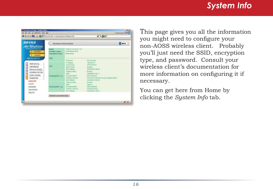 System info | HP WHR-HP-AG108 User Manual | Page 16 / 88