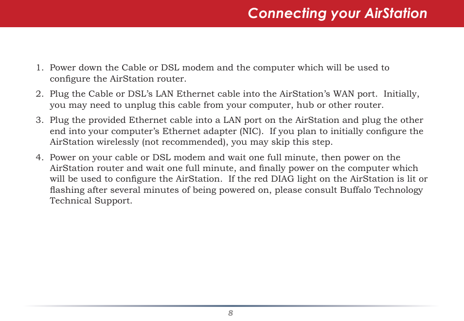 Connecting your airstation | HP WHR-HP-AG108 User Manual | Page 8 / 88