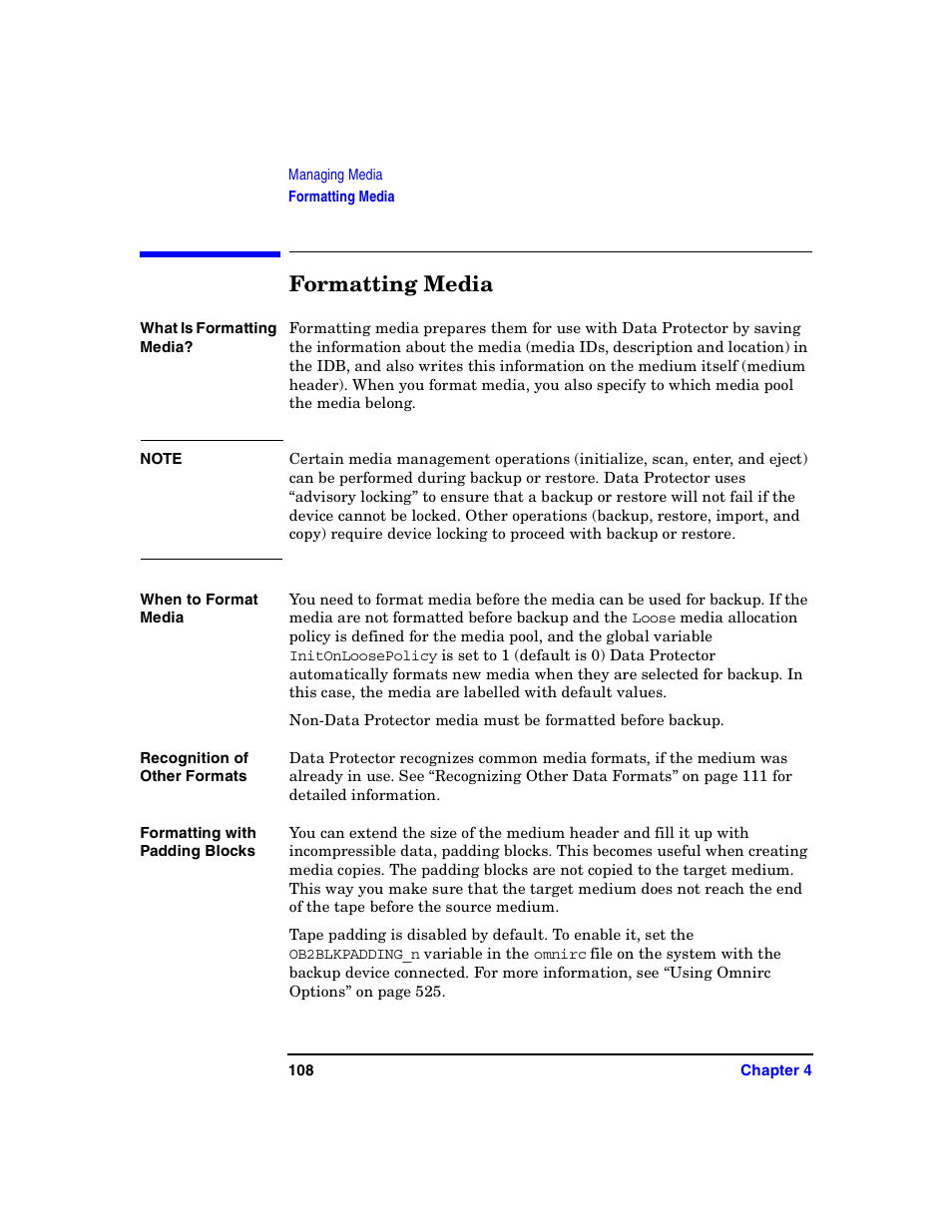 Formatting media | HP B6960-90078 User Manual | Page 138 / 856