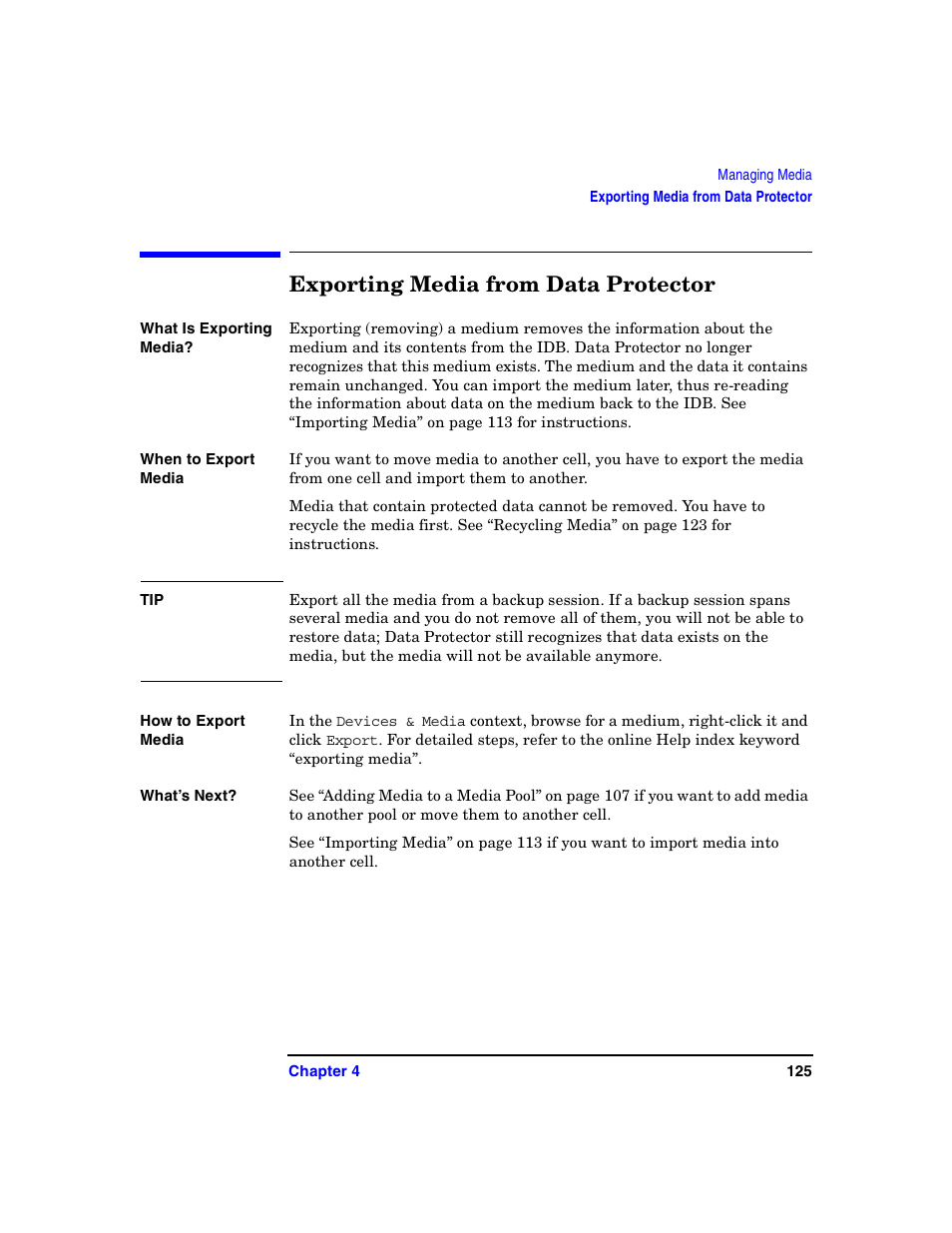 Exporting media from data protector | HP B6960-90078 User Manual | Page 155 / 856