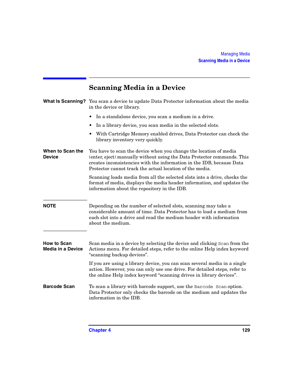 Scanning media in a device | HP B6960-90078 User Manual | Page 159 / 856