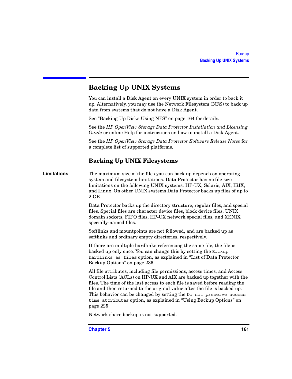 Backing up unix systems, Backing up unix filesystems | HP B6960-90078 User Manual | Page 191 / 856
