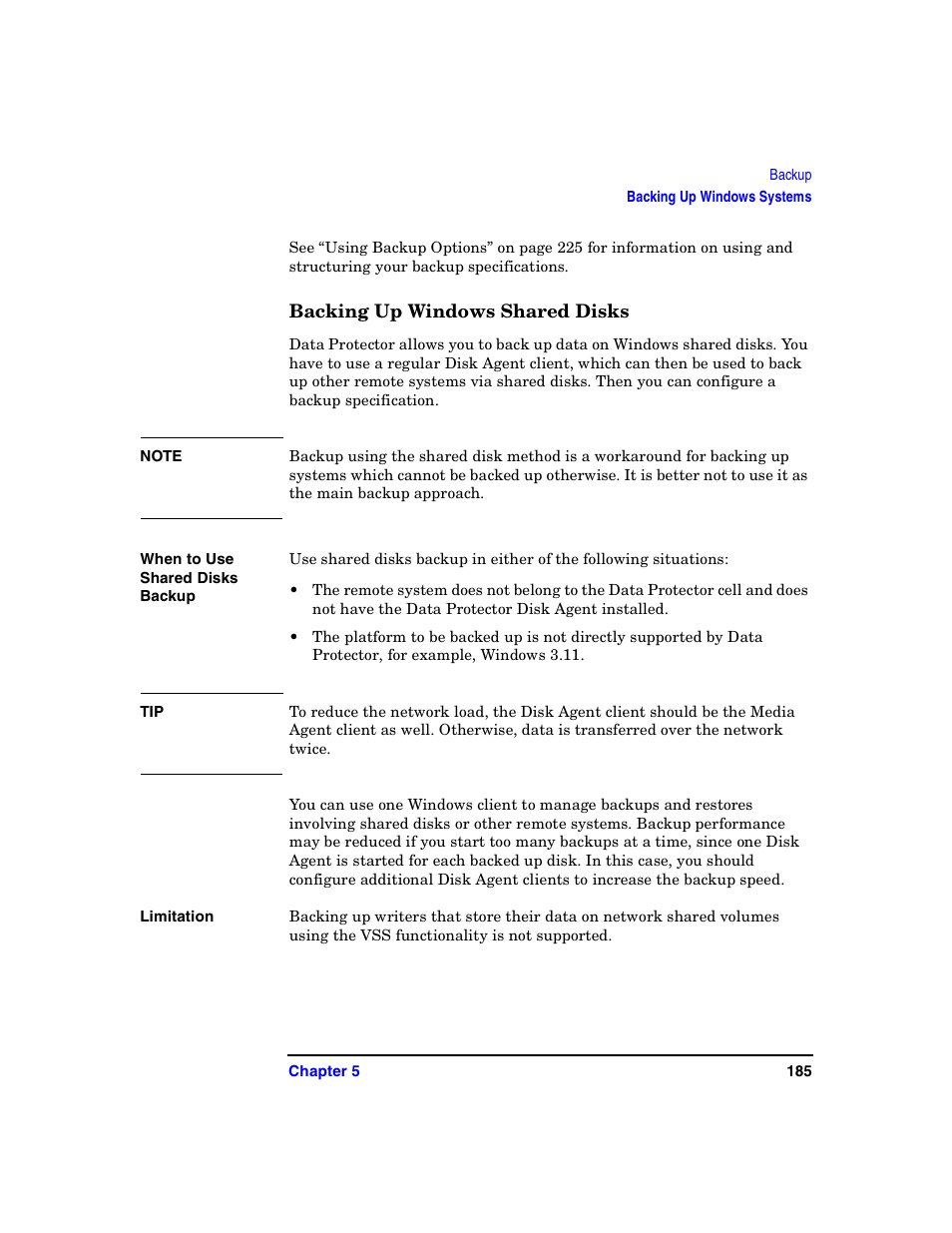 Backing up windows shared disks | HP B6960-90078 User Manual | Page 215 / 856